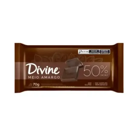 BARRA CHOCOLATE DIVINE MEIO AMARGO 70G