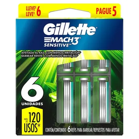 Carga gillette mach3 sensitive com 6