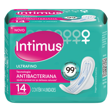 Absorvente intimus gel antibacteriano ultra fino com abas c/14