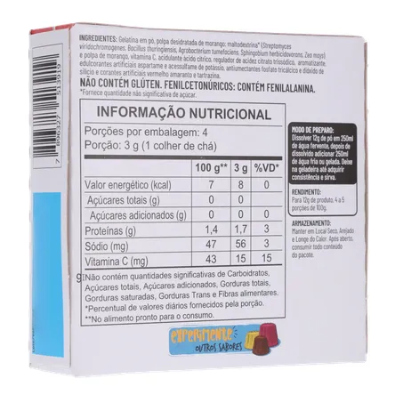 Gelatina Apti Zero Morango Embalagem 12G 360-15