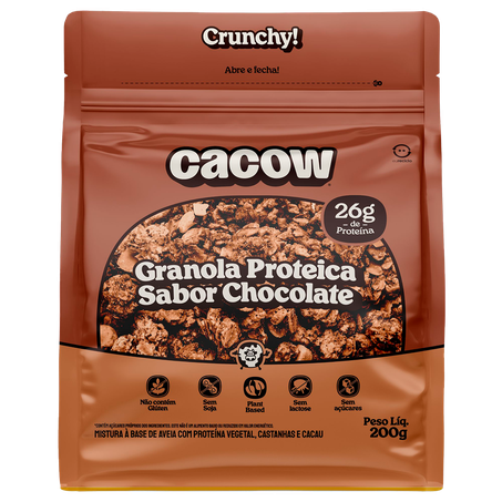 Granola Proteica Cacow Sabor Chocolate Sem Glúten 200g