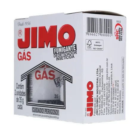 Gás Fumigante Jimo Dedetizador Inseticida Lata 35gr - Caixa com 2un - 70gr 360-5