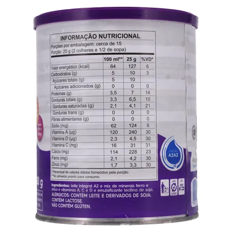 Leite em Pó Instantâneo Tipo A2 Integral Piracanjuba Lata 380g 360-12