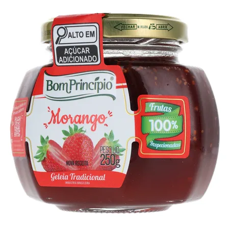 Geleia Bom Princípio Tradicional Morango Pote de Vidro 250gr 360-3