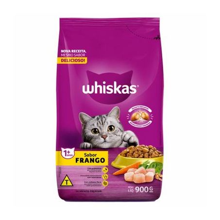 Ração para gatos whiskas sabor frango 900g