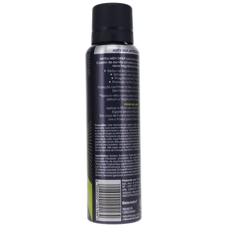 Antitranspirante Aerosol Nivea Men Deep Sport 72H Carvão Ativado Frasco Spray 150ml 360-14