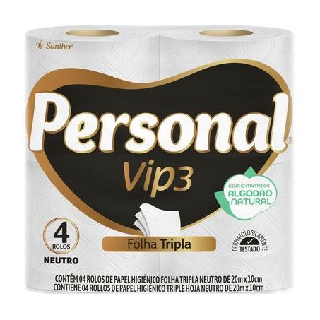 Papel Higiênico Personal Vip3 Folha Tripla Neutro 20MT