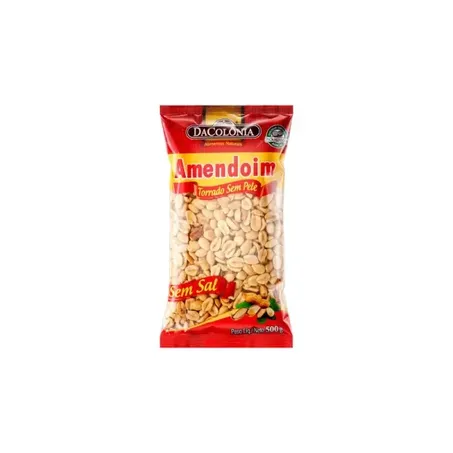 Amendoim Torrado sem Pele DaColônia Sem Sal Pacote 500gr