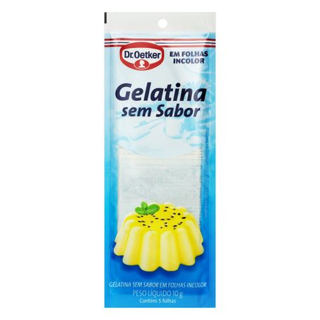 GELATINA EM FOLHA SEM SABOR DR. OETKER COM 5 UNIDADES
