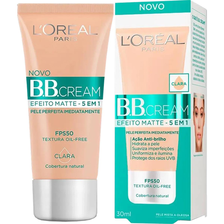 Base BB Cream LOréal 30ml - Efeito Matte - 5 em 1 - Clara