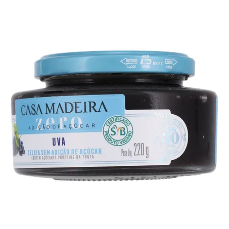 Geleia de Uva Casa Madeira Zero Adição de Açúcar Pote de Vidro 220gr 360-3