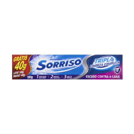 Creme Dental Sorriso Tripla Limpeza Completa  Caixa 180g 
 
