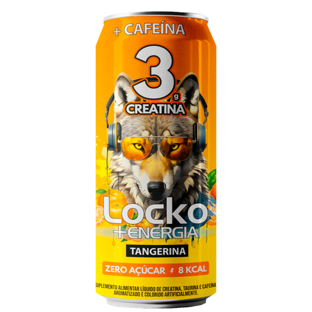 Suplemento Energético com Creatina Locko Sabor Tangerina Zero Açúcar 473ml