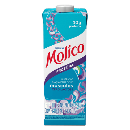 Leite UHT Desnatado Nestle Molico Zero Lactose 10g de Proteína por Copo Caixa com Tampa 1lt