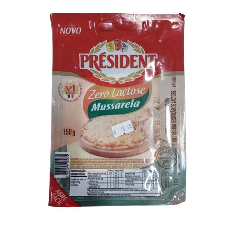 QUEIJO MUSSARELA ZERO LACTOSE PRESIDENT 150 G     