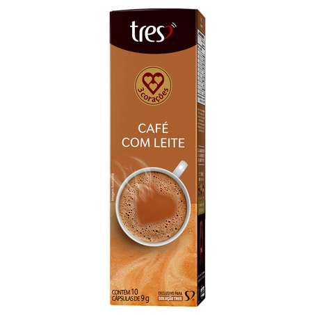 Cápsula Tres 90g - Café com Leite - Com 10 Unidades na Caixa