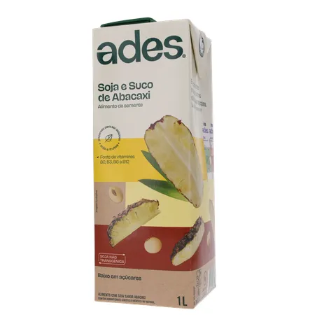 Bebida a Base de Soja Ades Sabor Abacaxi Caixa 1lt 360-2