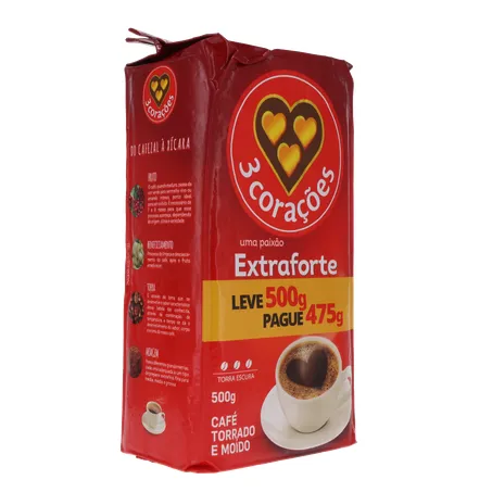 Café em pó torrado e moido 3 corações extraforte leve 500g pague 475g 360-32