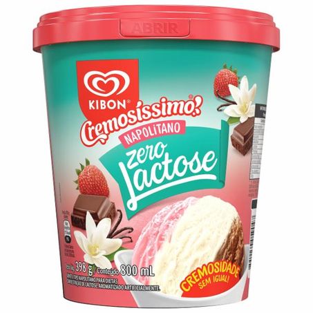 SORVETE KIBON 800ML NAPOLITANO ZERO LACTOSE