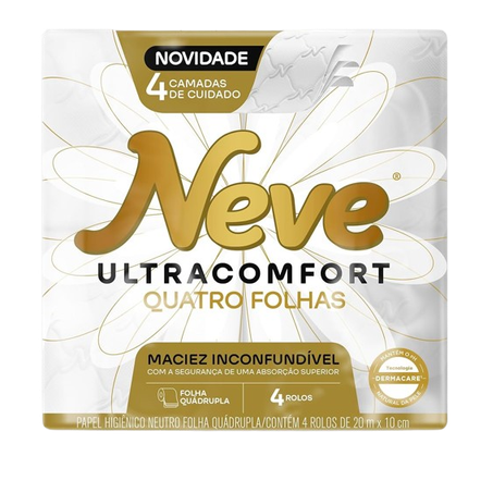 PAPEL HIGIENICO FOLHA QUADRUPLA NEVE 20M C/4      