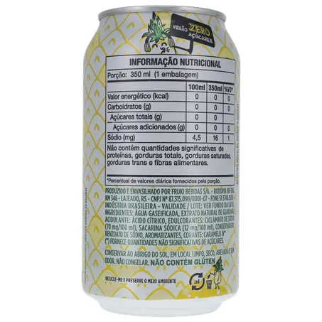BEBIDA FRUKI GUARANÁ ABACAXI ZERO AÇÚCAR LATA 350ML 360-14