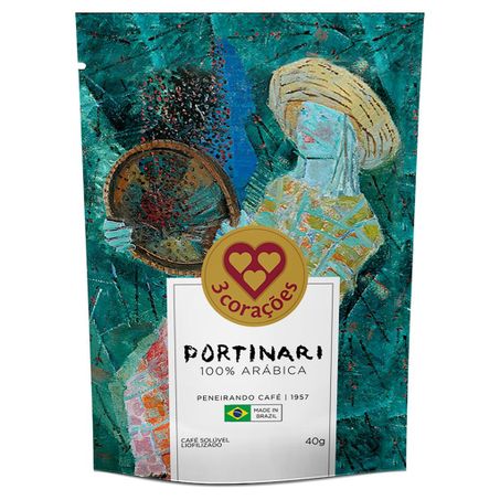 CAFÉ 3 CORAÇÕES PORTINARI PENEIRANDO CAFÉ 1957 SACHÊ 40G
