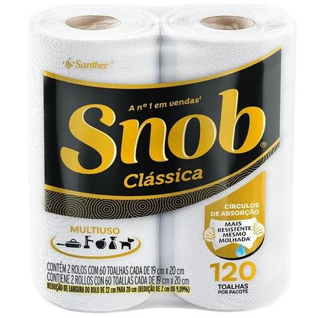 Toalha de papel snob clássica c/ 2 rolos