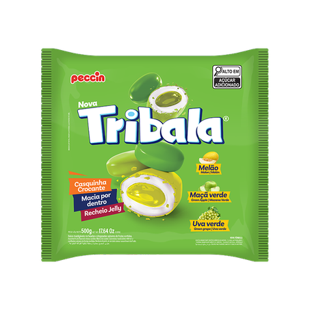 Bala Peccin Tribala Verde Sortida Pacote 500g 