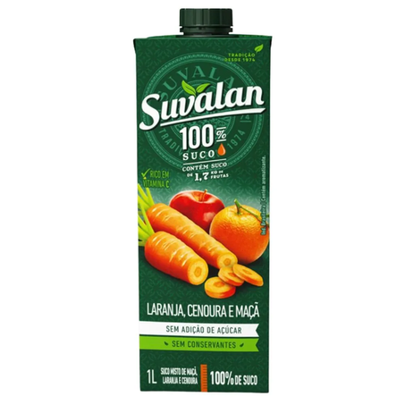 Suco Maçã Laranja Cenoura Suvalan 1L