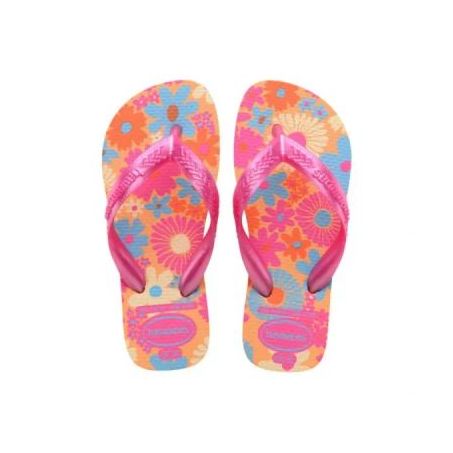 Sandália havaianas kids flores pêssego 33/34