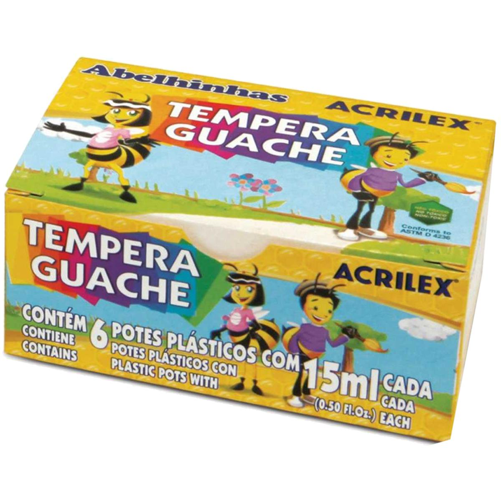 Tinta Guache Acrilex Com 6 Potes de 15ml cada