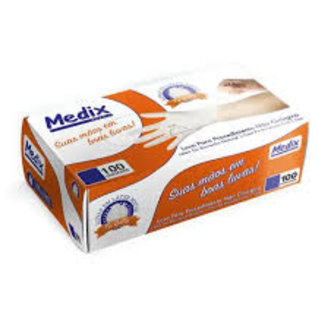 Luva descartavel medix pcc/10 latex c/po g branca