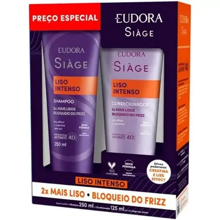 Kit eudora liso intenso shamp 250ml+ cond 125ml