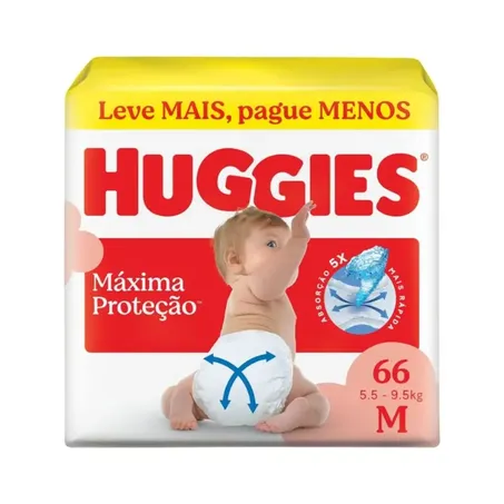 Fralda Huggies Máxima Proteção m 66un 
 