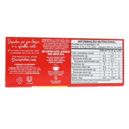 CALDO EM TABLETE ARISCO GALINHA CAIPIRA 114G 360-17