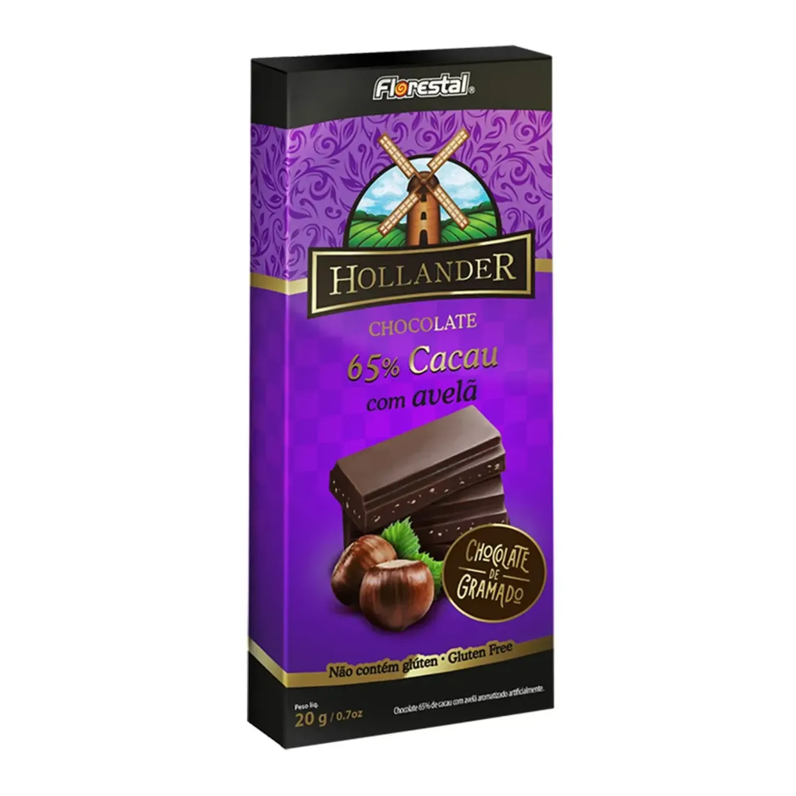 Chocolate florestal hollander 60% cacau com avela 80g