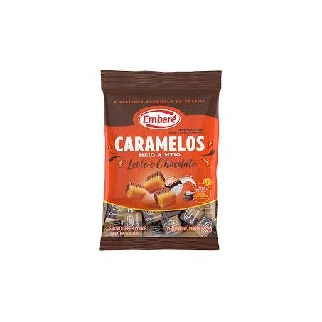 BALA EMBARÉ CARAMELOS MEIO A MEIO LEITE E CHOCOLATE PACOTE 150G