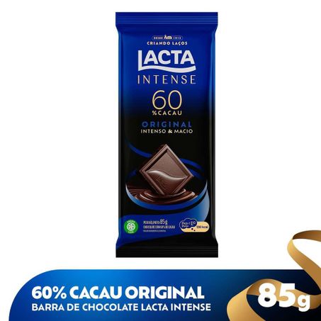 CHOCOLATE LACTA INTENSE 60% CACAU ORIGINAL 85G