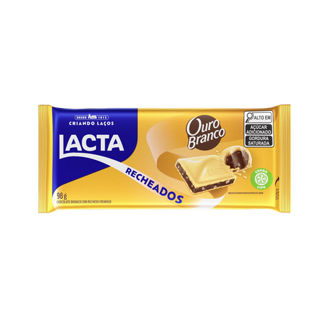 Chocolate lacta recheada ouro branco 98g