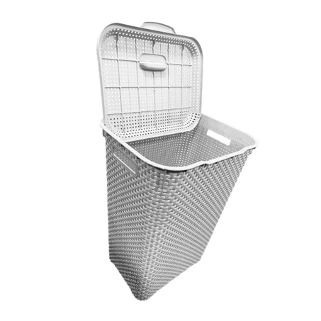 CESTO ROUPA MB 72LT TELADO RETANG.BRANCO C/TAMPA