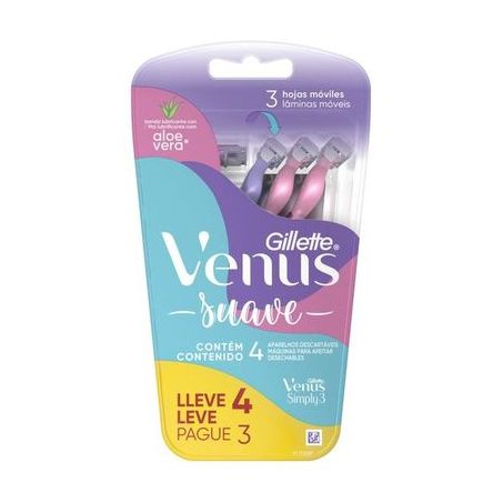 Aparelho Descartável Para Depilar Gillette Venus Simply3 Sensitive Leve 4 Pague 3 Unidades