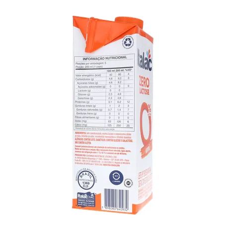 Leite Longa Vida S/Lactose Italac Semidesnatado Cx 1l 360-29