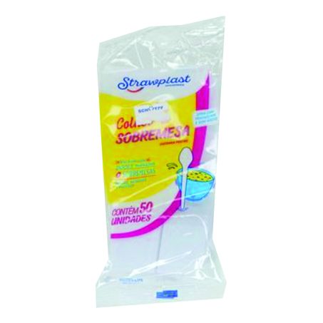 COLHER SOB STRAWPLAST FESTA DESCARTA BRANCA PCT.50UN