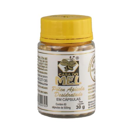 PÓLEN APÍCOLA DESIDRATADO 500MG 60CAPSULAS CASA DO MEL