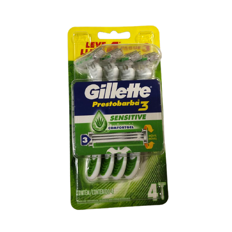 Aparelho Barbear Gillette Prestobarba 3 Sensecare 4un 
 