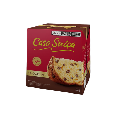 Panettone Casa Suiça Gotas De Chocolate Ao Leite Caixa 400g 
 