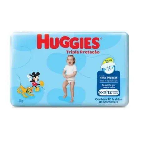 Fralda descartável huggies tripla proteção xxg c/12