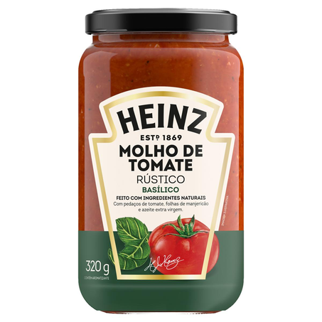 Molho de Tomate Heinz 320g - Rústico - Básilico - Vidro