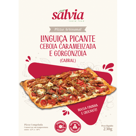 PIZZA SÁLVIA LINGUIÇA PICANTE/CEBOLA CARAMEL/GORGO