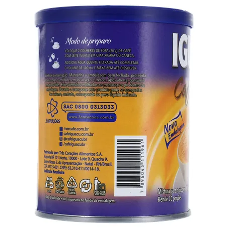 Mistura para Preparo de Café Iguaçu Café com Leite Lata 200gr 360-3
